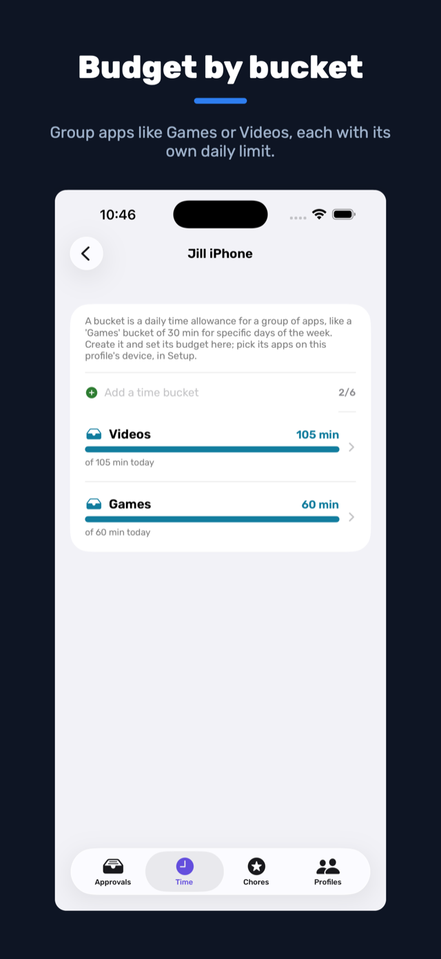 Parent's screen: budget by bucket