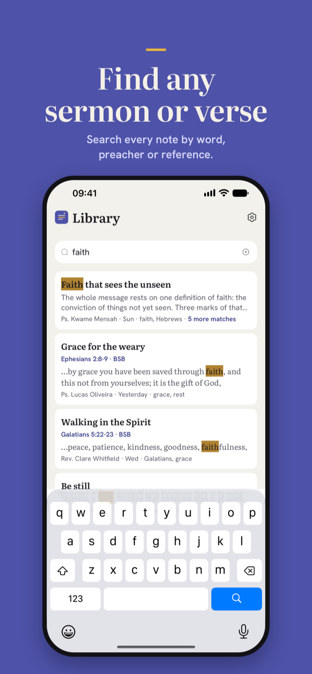 Search: find any sermon or verse by word, preacher or reference